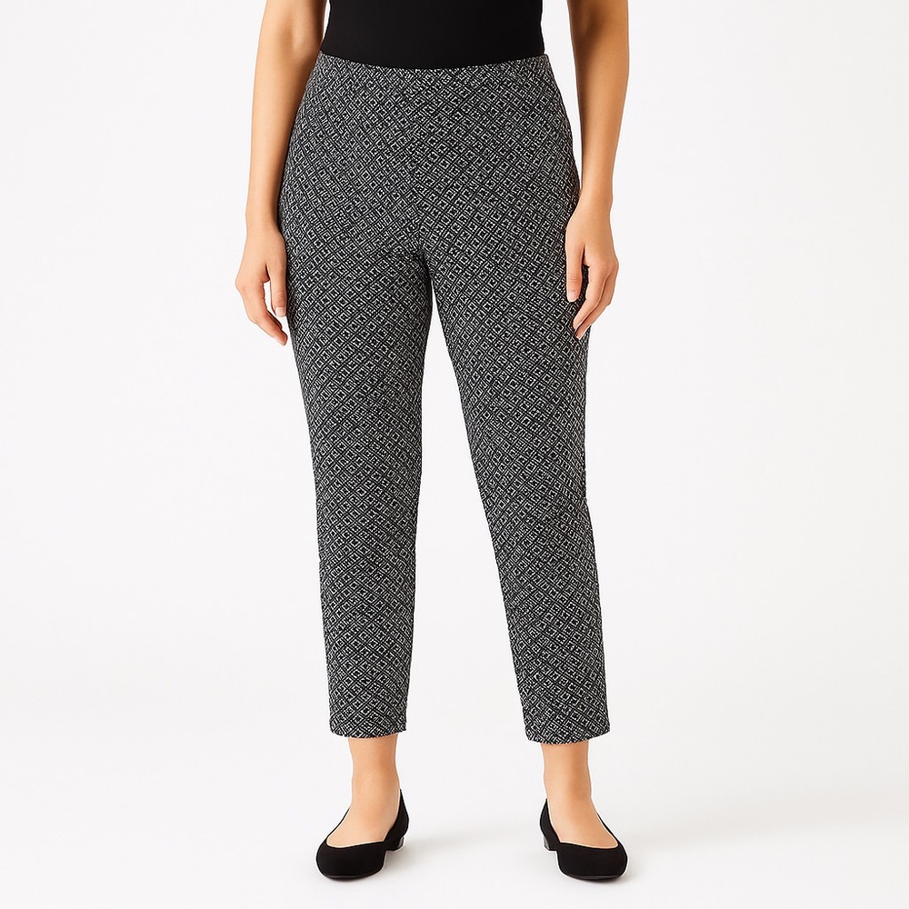 J.Jill Wearever Collection Slim Ankle Pants Black White Geometric Print Petite L